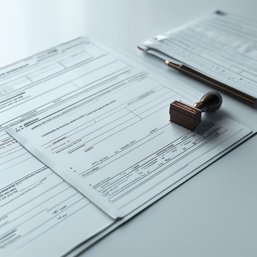 Customs paperwork on desk
